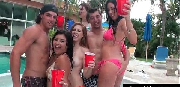  slut party in garden pool